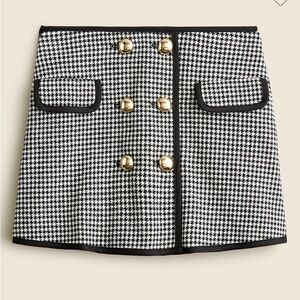 J.Crew Kids Girls' button-front skirt in houndstooth with matching headband